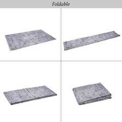 MAVAL Blue Washable Rug 2'6'' x 10' Runner Rug (Blue+Cream, 2'6'' x 10')