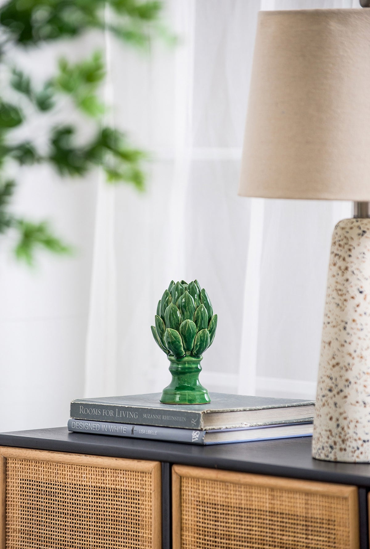 4x4x7.5" Helsa Blooming Artichoke Accent, Small-Green