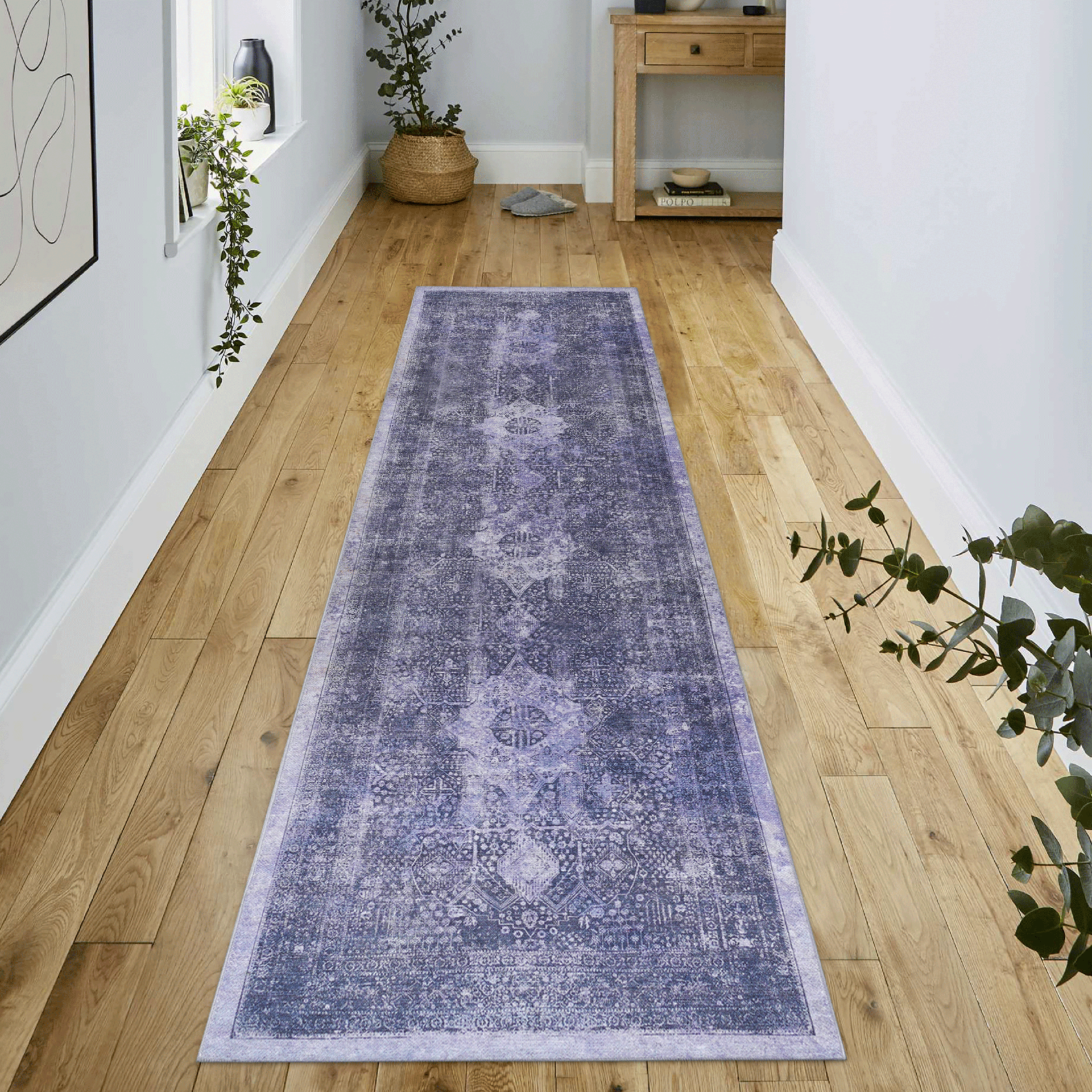 MAVAL Anthracite Washable Rug 2'6'' x 10' Runner Rug (Anthracite, 2'6'' x 10')