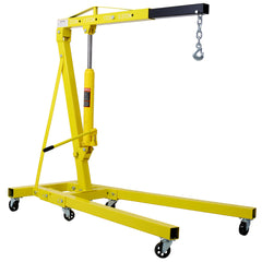 2 Ton Folding Engine Hoist Cherry Picker Shop Crane Hoist Lift, Heavy Duty Steel with 6 Iron Caster Wheels (yellow)