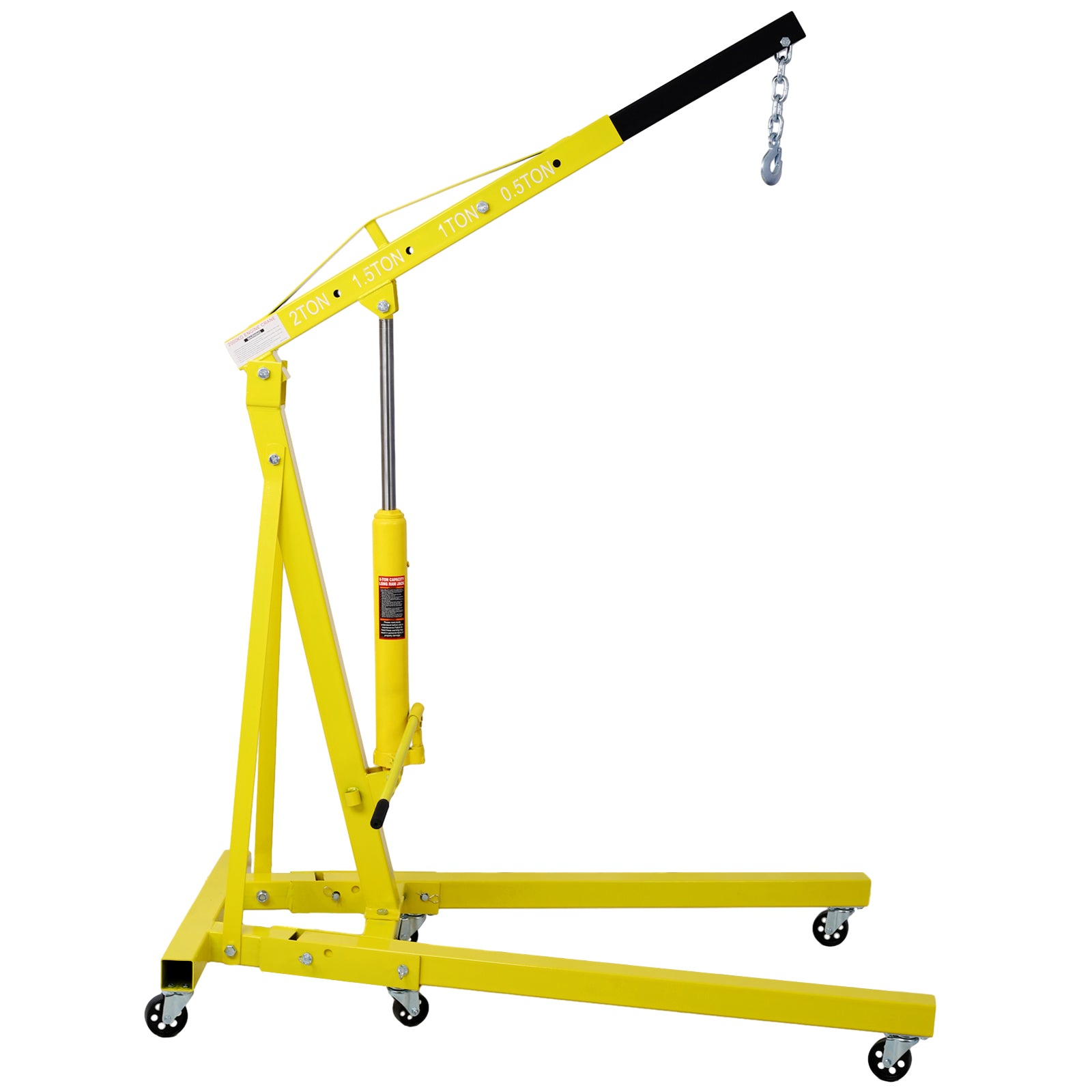 2 Ton Folding Engine Hoist Cherry Picker Shop Crane Hoist Lift, Heavy Duty Steel with 6 Iron Caster Wheels (yellow)