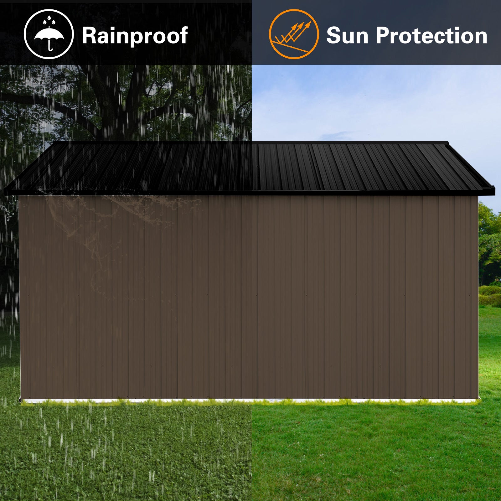 Metal garden sheds 12ftx10ft outdoor storage sheds brown with window