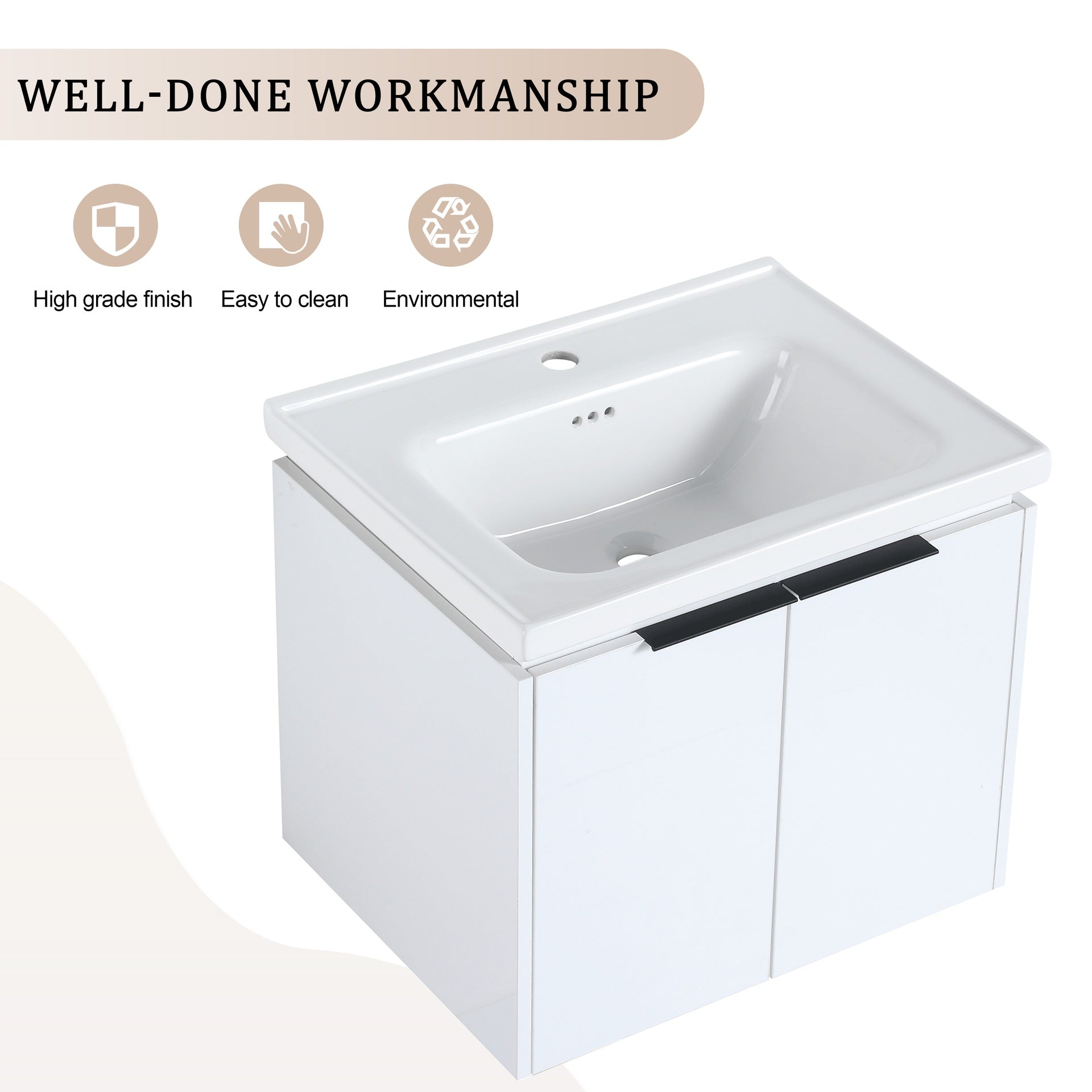 60 Inch Soft Close Doors Bathroom Vanity With Sink, and A Small Storage Shelves,BVC07460WHLTK