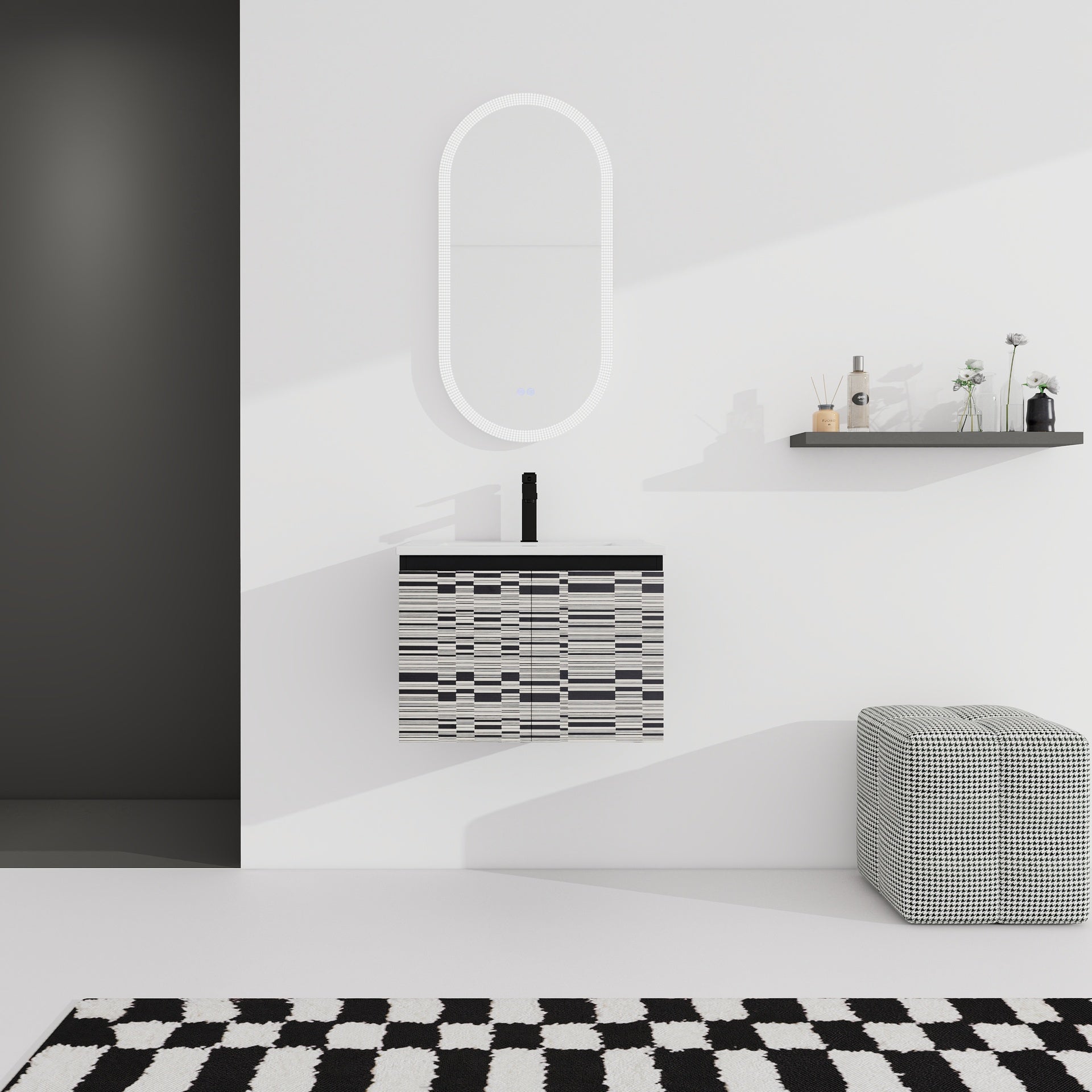 24'' Floating Wall-Mounted Bathroom Vanity With Ceramics Sink & Soft-Close Cabinet Door, KD-Package