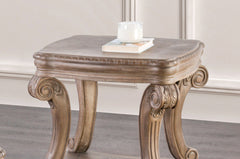 Traditional Style Oak Finish End Table With Scroll Legs open Storage Carved Details Coffee Table-Not Included