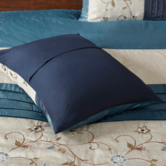 Embroidered 7 Piece Comforter Set Navy Cal King