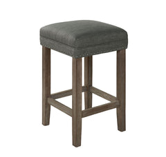 Transitional Style 4pc Dining Table Set 1x Table 3x Stool Padded Seat Nailhead Trim USB Port Wire Brushed Gray And Gray Finish