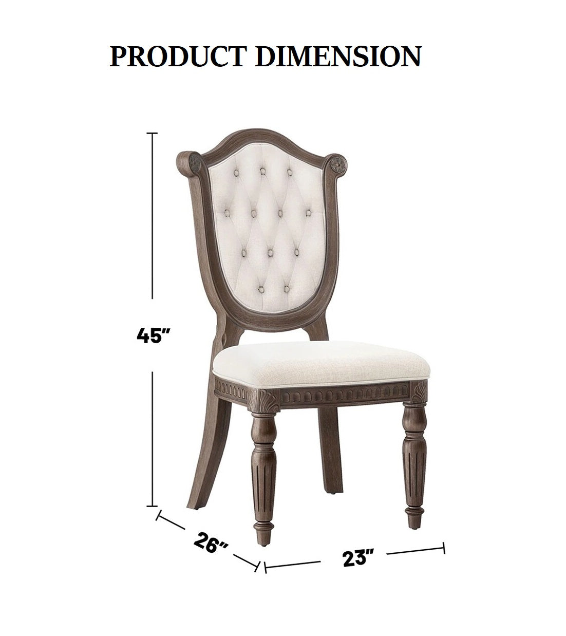 Rustic Style 2pc Side Chair Diamond Tufted Chair Back Fluted Front Legs Weather Oak And Beige Finish Dining Room