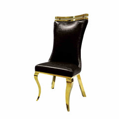 Glam Style 2pc Side Chair Black Finish Gold Legs Tiger Printed Upholstered Seat Dining Room