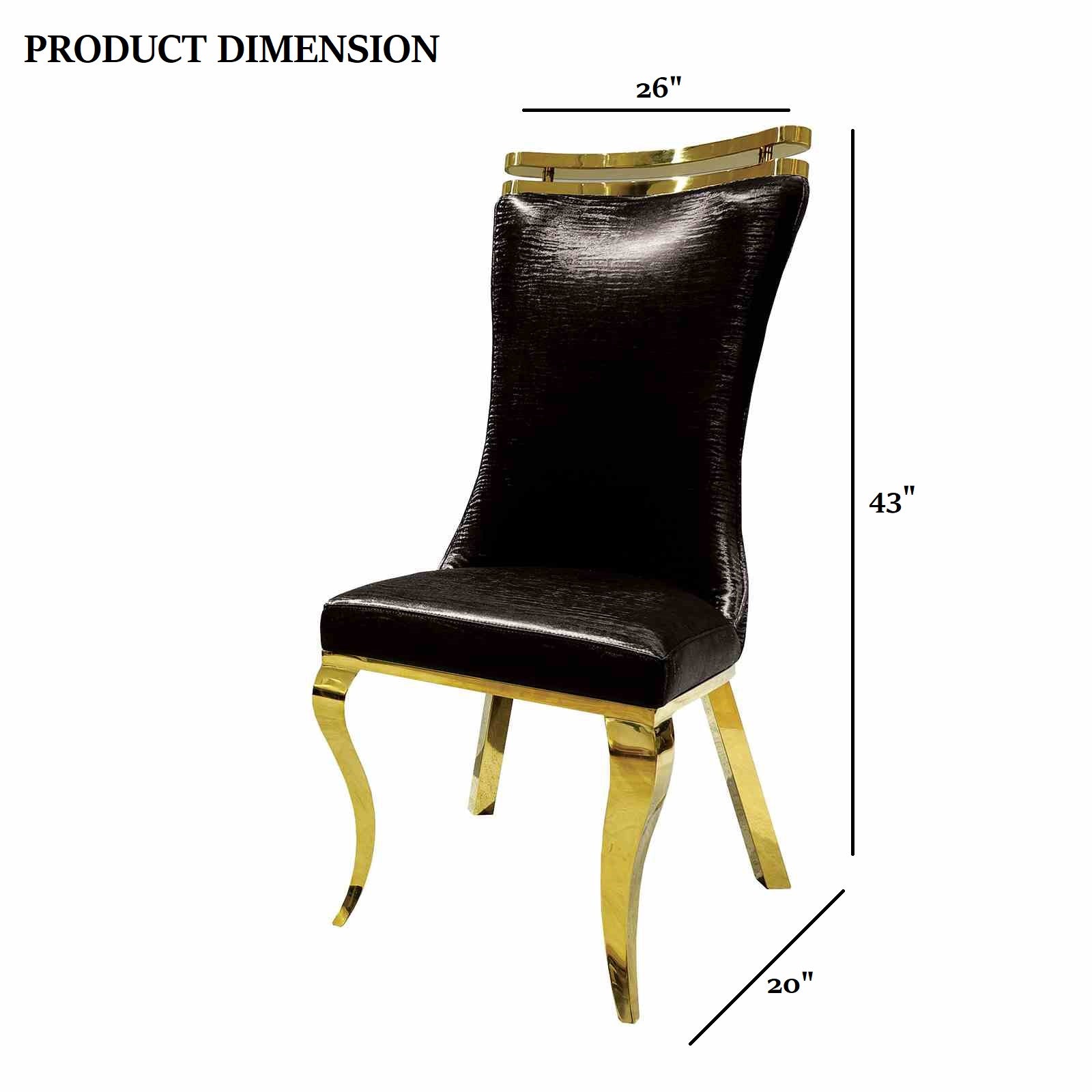 Glam Style 2pc Side Chair Black Finish Gold Legs Tiger Printed Upholstered Seat Dining Room