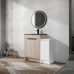 36 Inch Freestanding Bathroom Vanity with Black Ceramic Sink and Storage Cabinets, Soft Closing Door, 02424+0312 Combination Cabinet, KD-Package