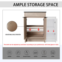36 Inch Freestanding Bathroom Vanity with Black Ceramic Sink and Storage Cabinets, Soft Closing Door, 02424+0312 Combination Cabinet, KD-Package