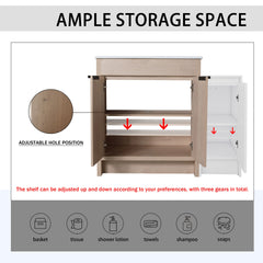 42 Inch Freestanding Bathroom Vanity with Ceramic Sink and Storage Cabinets, Soft Closing Door, 02430+0312 Combination Cabinet, KD-Package