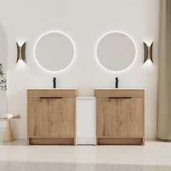 72 Inch Freestanding Bathroom Vanity with Ceramic Sink and Storage Cabinets, Soft Closing Door, 02430IMO*2+0312 Combination Cabinet, KD-Package
