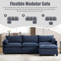 UNITED WE WIN  Oversized Modular Sectional Sofa with Movable Ottoman, 102 Inch 4 Seat Modern Corduroy Sofa Set, Convertible L Shaped Couch for Living Room and Office