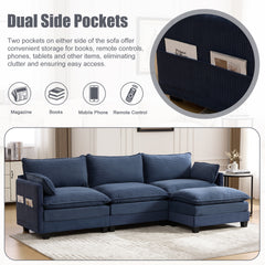 UNITED WE WIN  Oversized Modular Sectional Sofa with Movable Ottoman, 102 Inch 4 Seat Modern Corduroy Sofa Set, Convertible L Shaped Couch for Living Room and Office