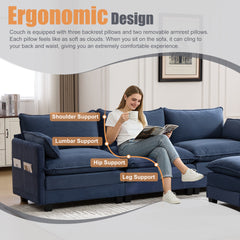 UNITED WE WIN  Oversized Modular Sectional Sofa with Movable Ottoman, 102 Inch 4 Seat Modern Corduroy Sofa Set, Convertible L Shaped Couch for Living Room and Office