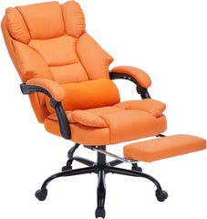 Office Chair with Foot Rest, Executive Office Chair with Arms, Reclining Computer Chair with Wheels and Lumbar Support, PU Leather Comfy Swivel Chair for Home Office