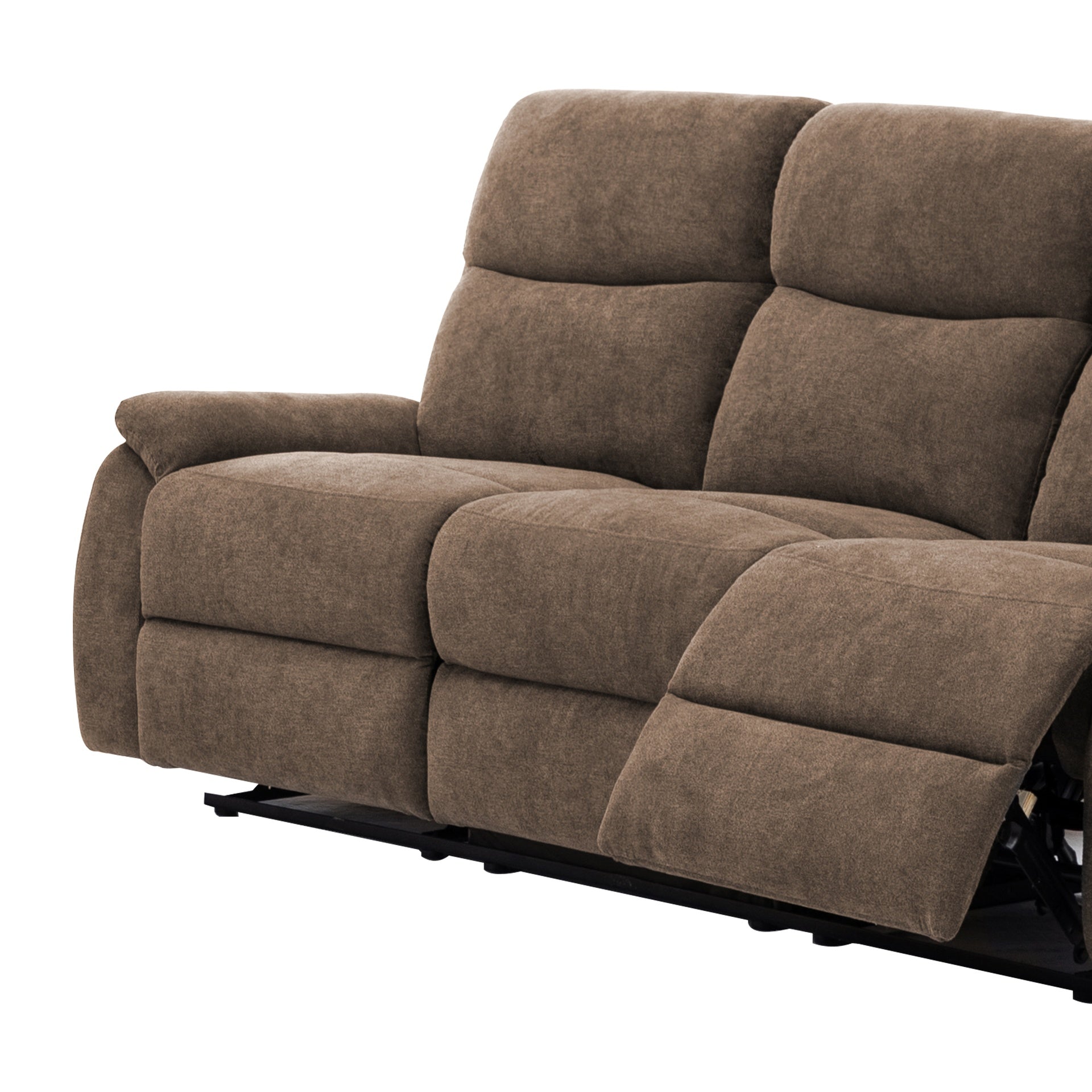 Ronald Reclining Sofa - Family Relaxation & Hosting, for Living Room/Family Room, Brown Luxe Fabric with Hardwood Steel Frame & Foam-Encased Pocketed Coils