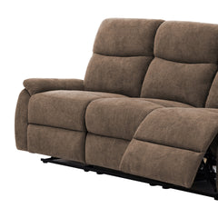Ronald Reclining Sofa - Family Relaxation & Hosting, for Living Room/Family Room, Brown Luxe Fabric with Hardwood Steel Frame & Foam-Encased Pocketed Coils