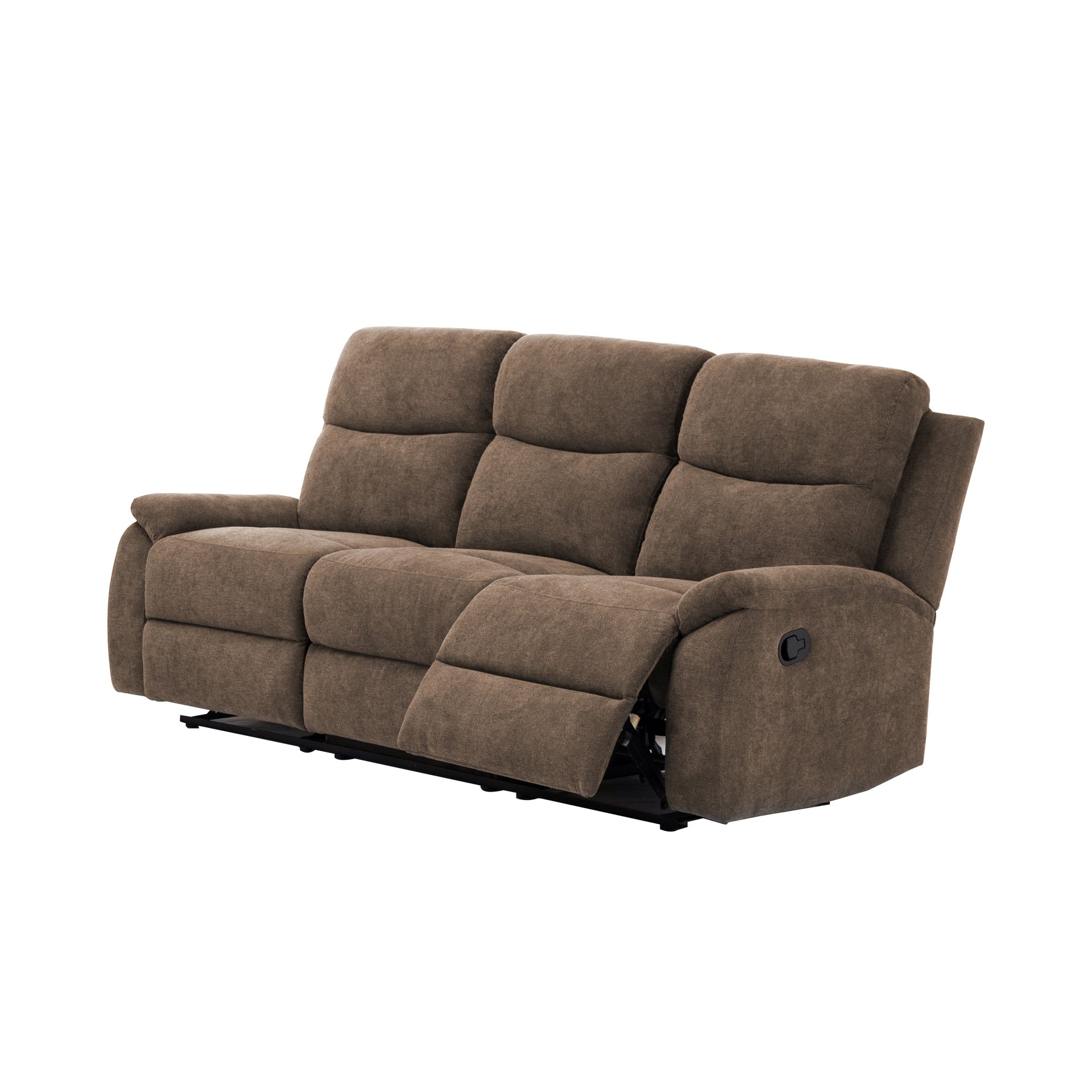 Ronald Reclining Sofa - Family Relaxation & Hosting, for Living Room/Family Room, Brown Luxe Fabric with Hardwood Steel Frame & Foam-Encased Pocketed Coils