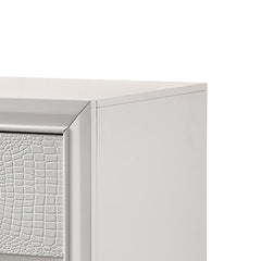 Nightstand with Textured Pattern and 2 Drawers, White