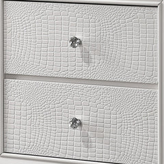 Nightstand with Textured Pattern and 2 Drawers, White