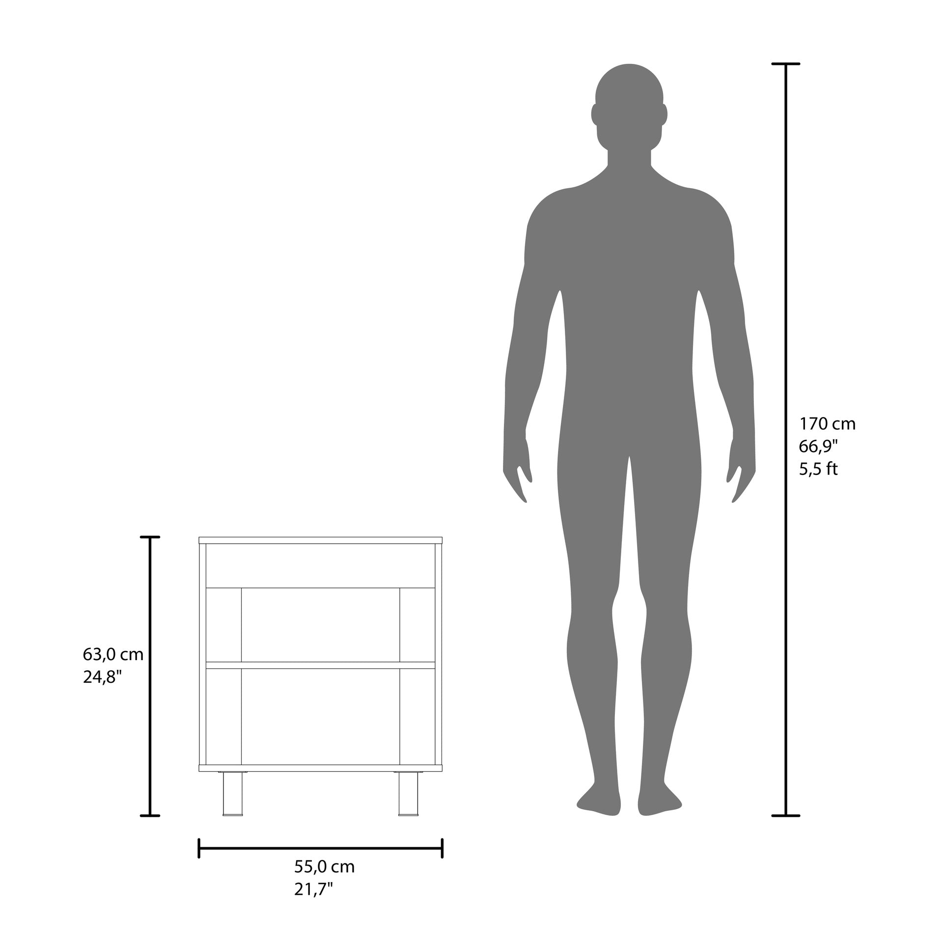 Under Sink Storage 24.8" H, 2 Doors, 2 Shelves, 4 Legs, White - Bathroom