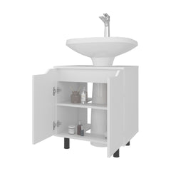 Under Sink Storage 24.8" H, 2 Doors, 2 Shelves, 4 Legs, White - Bathroom