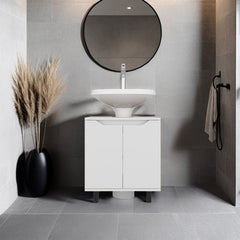 Under Sink Storage 24.8" H, 2 Doors, 2 Shelves, 4 Legs, White - Bathroom