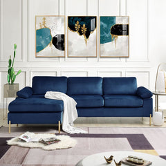 Coastal Blue Velvet Sofa