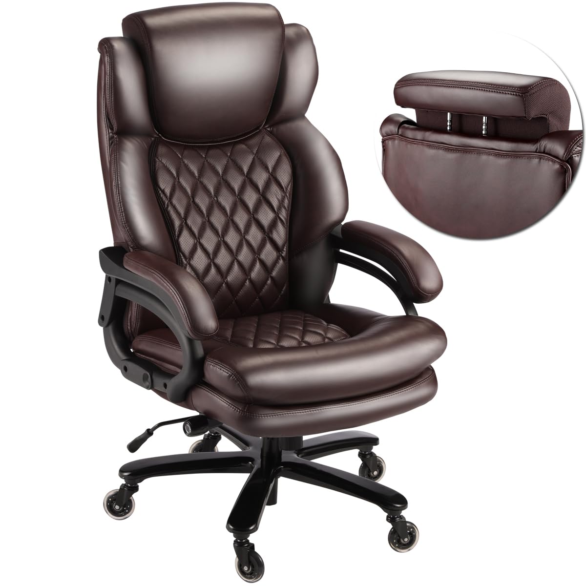 500lbs Big and Tall Office Chair for Heavy People Executive Office Chair with Wide Spring Seat Computer Desk Chair 360 Swivel Home Office Desk Chair