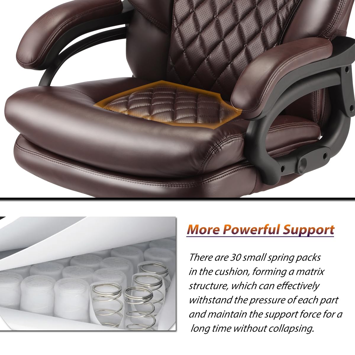 500lbs Big and Tall Office Chair for Heavy People Executive Office Chair with Wide Spring Seat Computer Desk Chair 360 Swivel Home Office Desk Chair