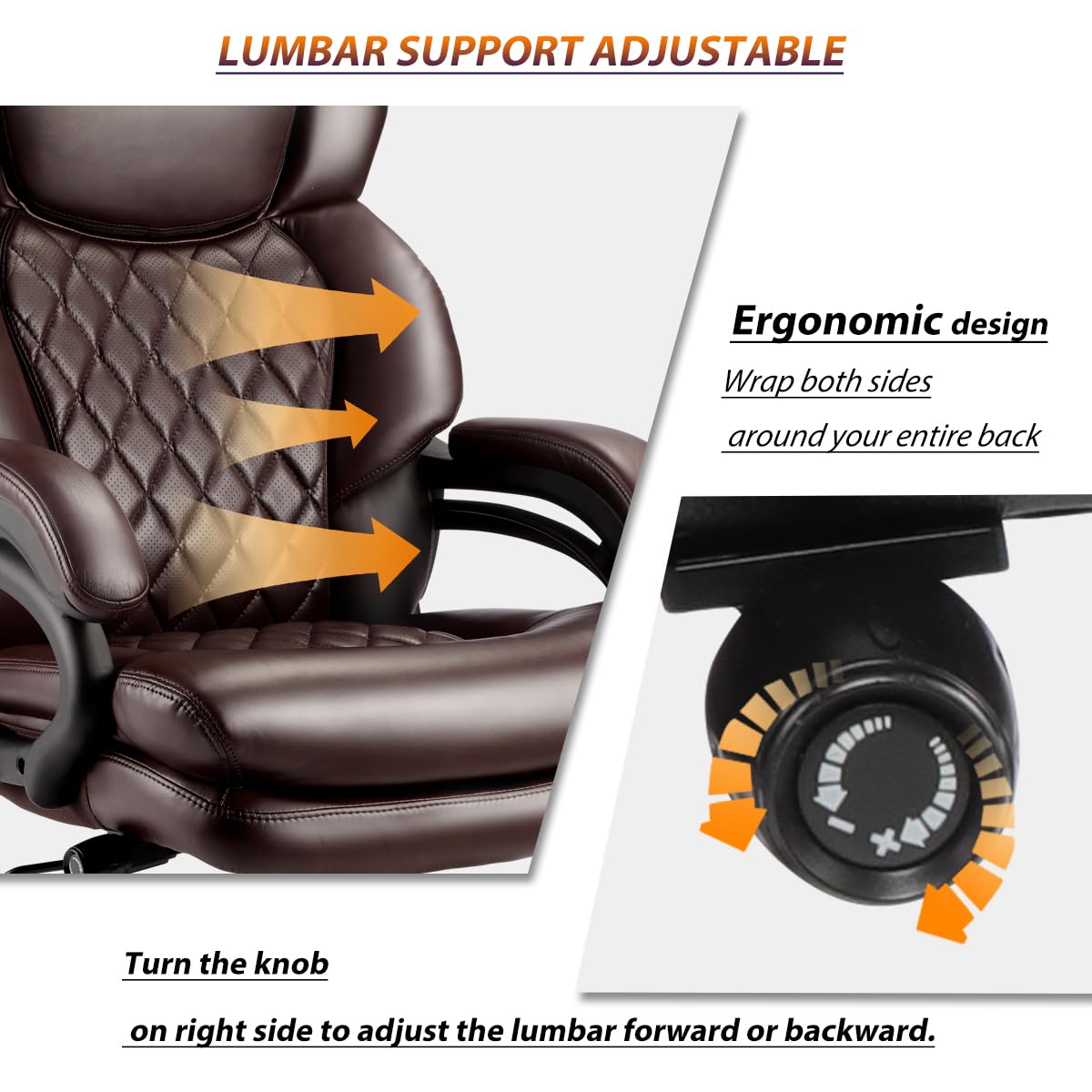 500lbs Big and Tall Office Chair for Heavy People Executive Office Chair with Wide Spring Seat Computer Desk Chair 360 Swivel Home Office Desk Chair