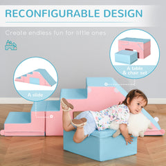 Foam Play Set for Toddlers and Children, Easy-to-clean 2 Piece Soft & Safe Kids Climbing Set for Crawling or Sliding, Multicolor