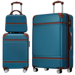 Hardshell Luggage Sets 3 Pieces 20"+28" Luggages and Cosmetic Case Spinner Suitcase with TSA Lock  Lightweight,Blue