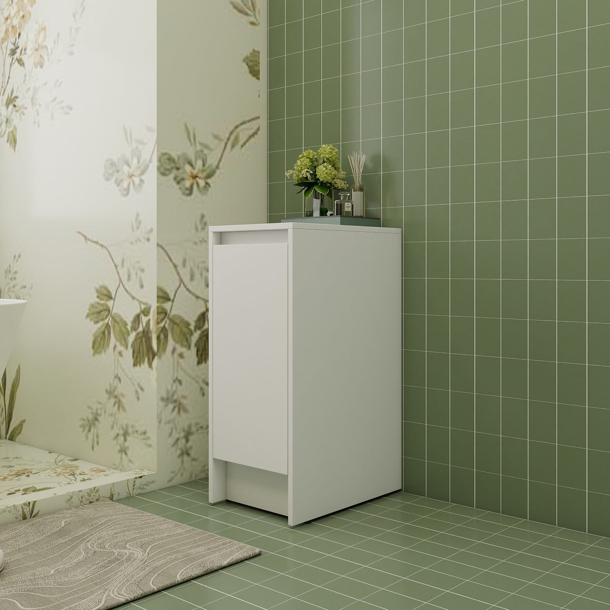 12" Freestanding Bathroom Storage Cabinets,Soft Close Doors,Floor Mounting Design,(KD-Packing)