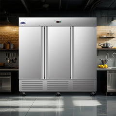 ORIKOOL 81" Commercial Freezer 72 Cu.ft with 2 Solid Door Reach-In Freezers Stainless Steel ETL Approved Upright Freeze Storage