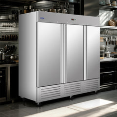 ORIKOOL 81" Commercial Freezer 72 Cu.ft with 2 Solid Door Reach-In Freezers Stainless Steel ETL Approved Upright Freeze Storage