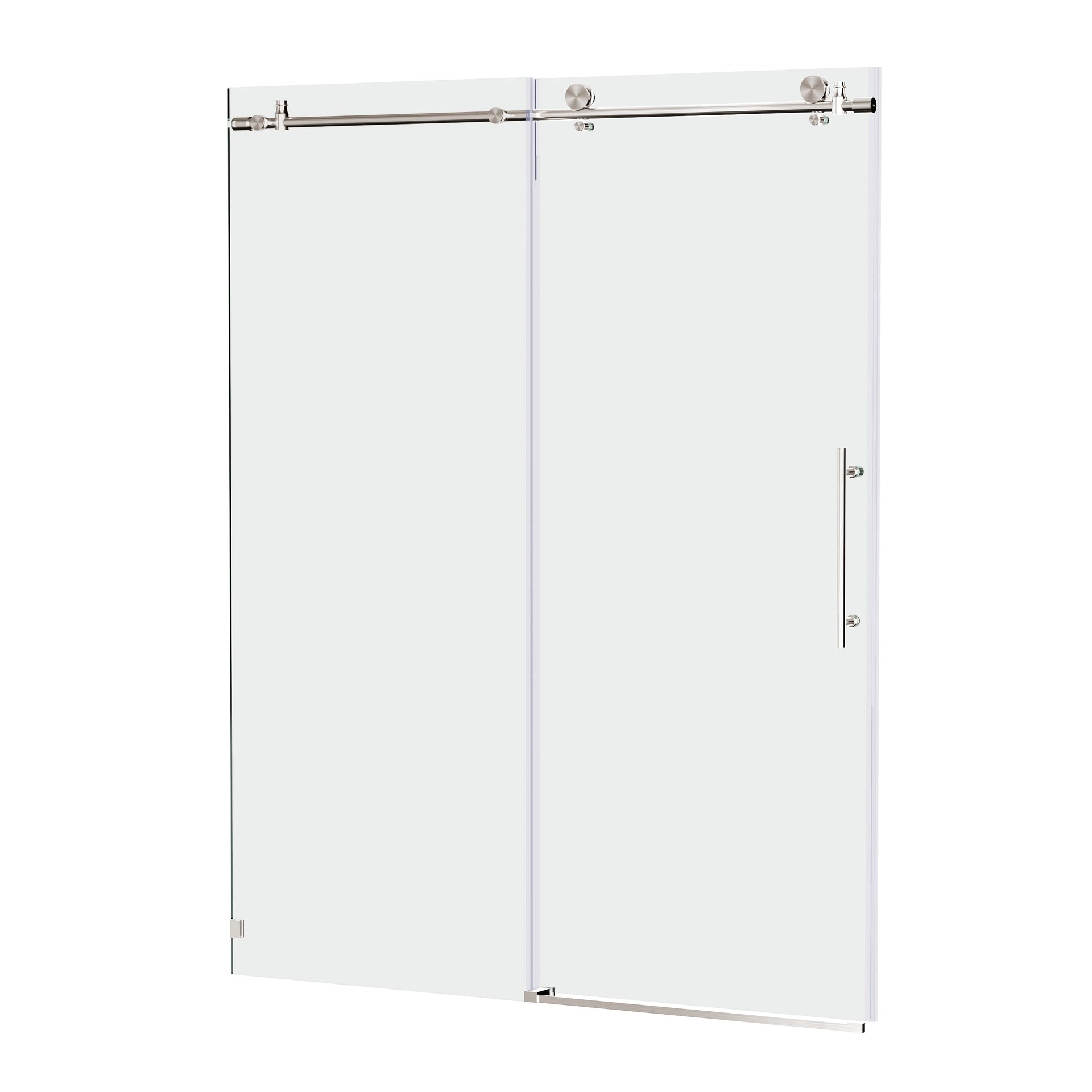 56-60"W x 76"H Frameless Shower Door, Sliding Shower Door, with Premium 5/16"(8mm)Thick Tempered Glass Shower Enclosure , Brushed Nickel With Buffer, kd