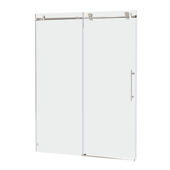 56-60"W x 76"H Frameless Shower Door, Sliding Shower Door, with Premium 5/16"(8mm)Thick Tempered Glass Shower Enclosure , Brushed Nickel With Buffer, kd