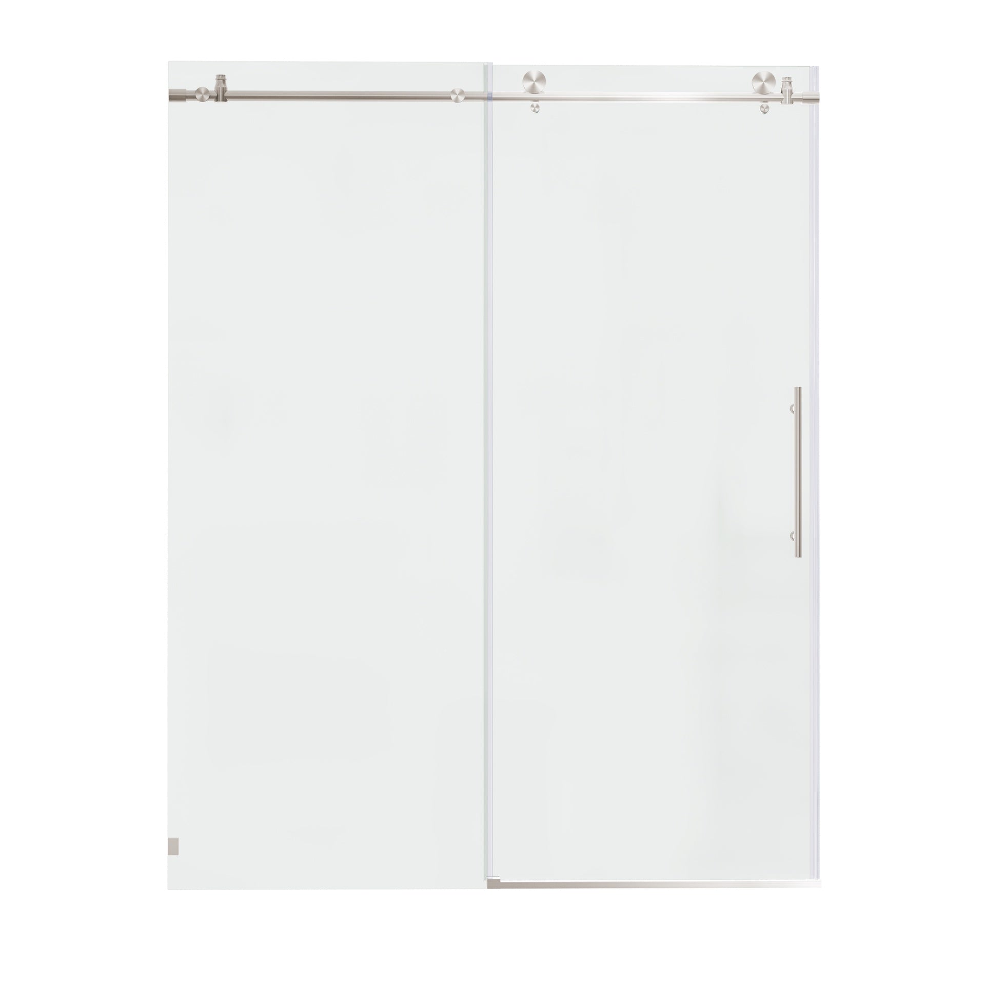 56-60"W x 76"H Frameless Shower Door, Sliding Shower Door, with Premium 5/16"(8mm)Thick Tempered Glass Shower Enclosure , Brushed Nickel With Buffer, kd