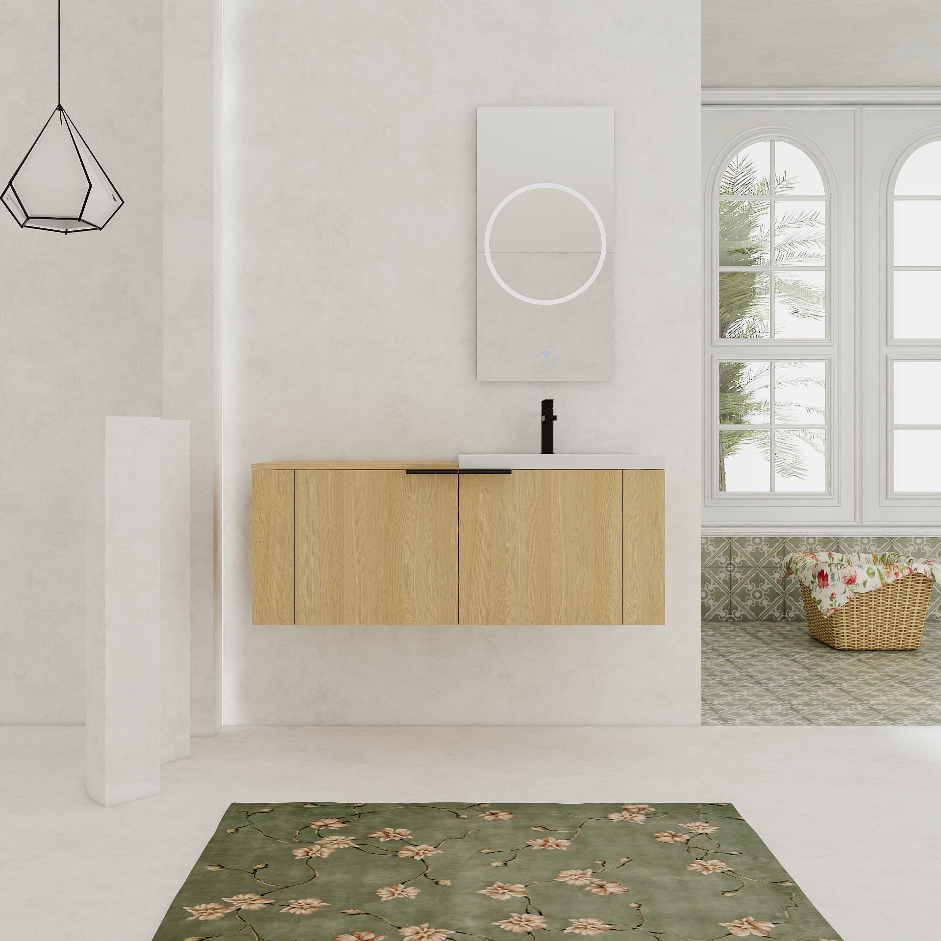 48 "Bathroom Vanity Sink Combo for big Space,Modern Bathroom Cabinet Cabinet combination, Bathroom Sink Cabinet Set, Oak