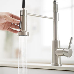 Kitchen Faucet with Pull Down Sprayer Brushed Nickel Stainless Steel Single Handle Pull Out Spring Sink Faucets