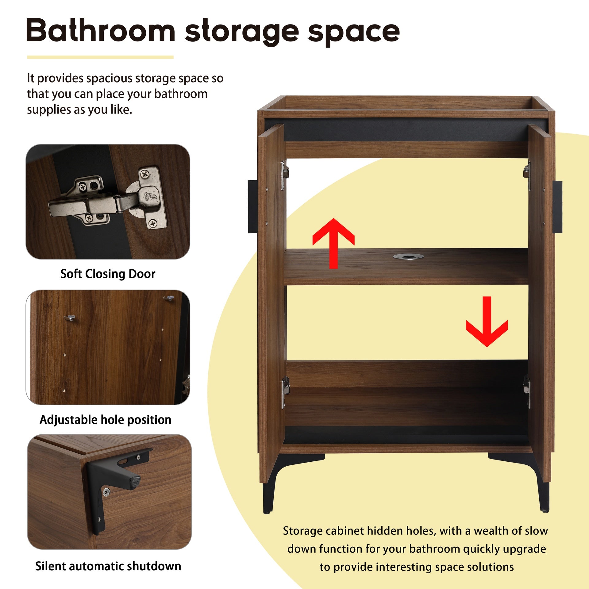 24'' Bathroom Vanity without Top Sink, Modern Bathroom Storage Cabinet with 2 Soft Closing Doors, Single Sink Bathroom Vanity