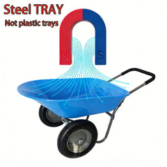 Steel TRAY wheel barrow Two wheeled trolley for green garden 15 inch pneumatic wheel