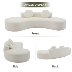105.5''Curved Sofa, Modern Minimalist Sofa, Cloud Couch Sofa 3-4 Seater Couch with 2 Pillows,Bedroom,  No Assembly Required, Point-shaped corduroy,(Anti-Wrinkle) , Beige