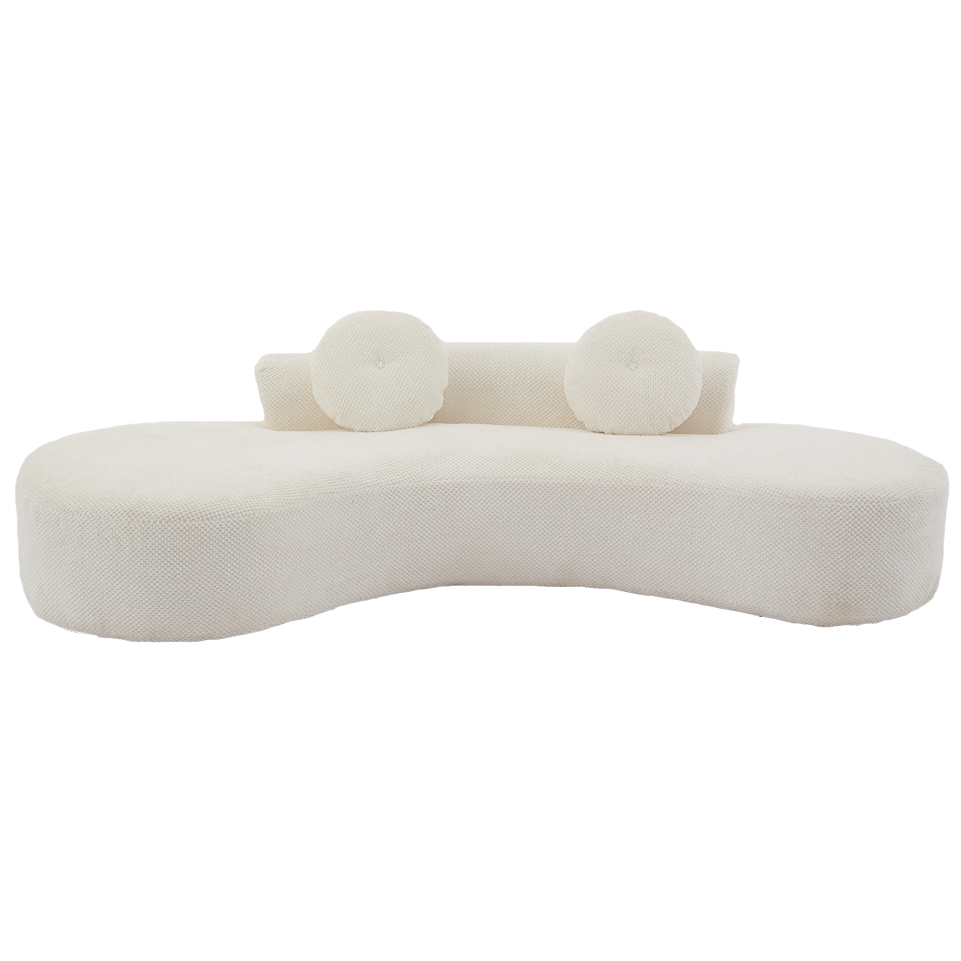 105.5''Curved Sofa, Modern Minimalist Sofa, Cloud Couch Sofa 3-4 Seater Couch with 2 Pillows,Bedroom,  No Assembly Required, Point-shaped corduroy,(Anti-Wrinkle) , Beige