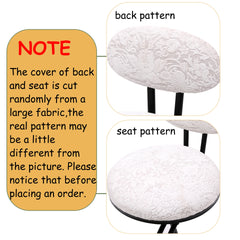 Round Print Bar Stools Set of 2 Black Metal Upholstered Chairs for Kitchen Island & Dining Rooms Counter Stools (Black & White Print)