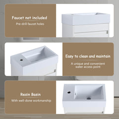 18'' Floating Wall-Mounted Bathroom Vanity with White Resin Sink & Soft-Close Cabinet Door